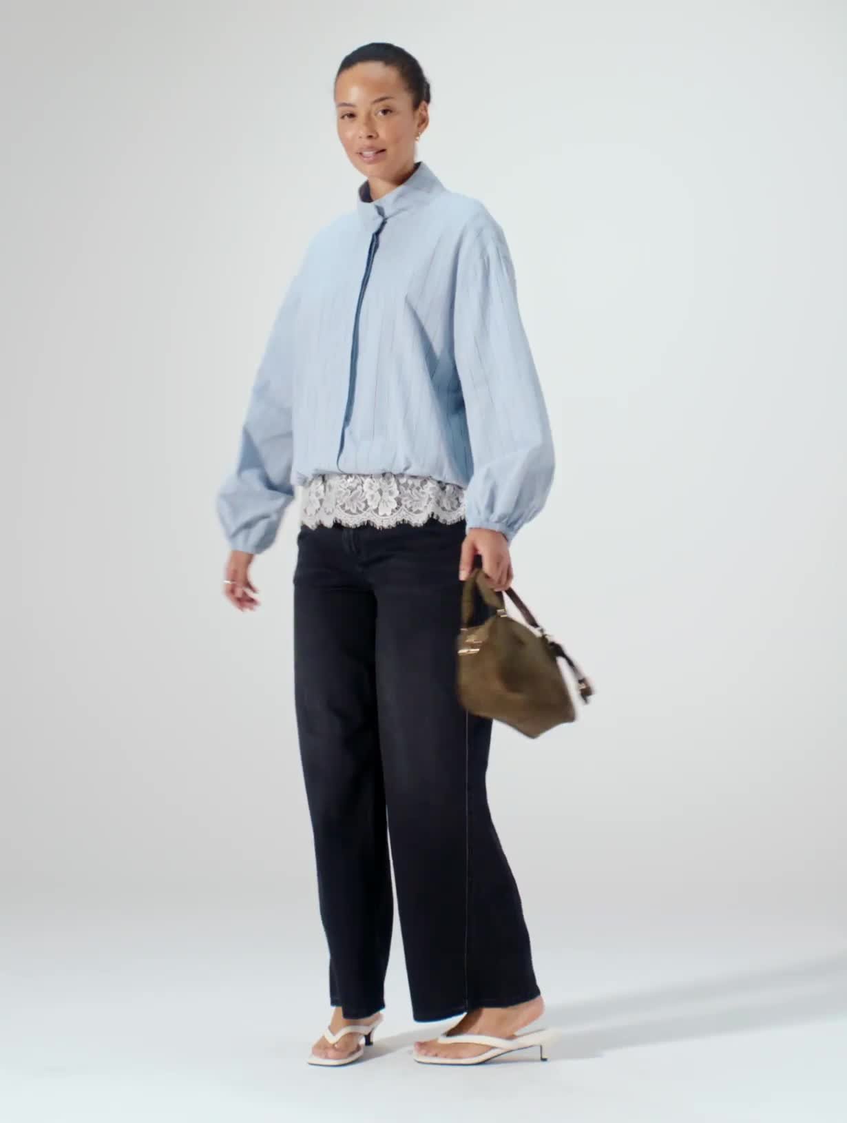Light Blue Pinstripe Preppy Shacket 22 - Video 1 thumbnail